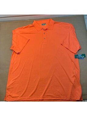 Pro Tour Mens Orange Striped Polo Shirt 3XLT Big & Tall Coolplay Polyester
